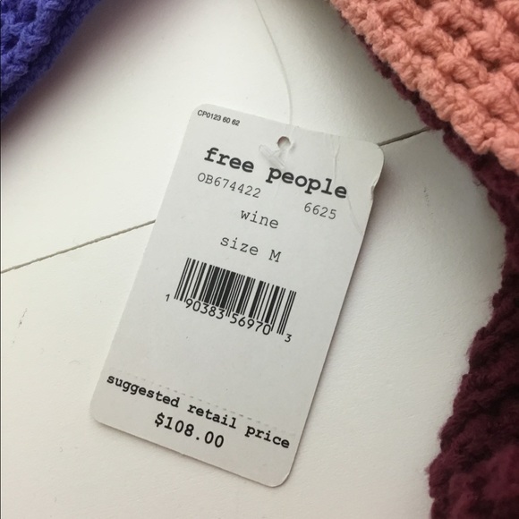 Free People Burgundy and Blue Cowl Neck Sweater - Picture 6 of 8